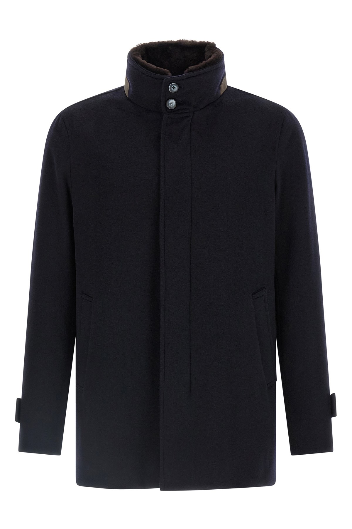 Herno Car Coat Cashmere In Blue