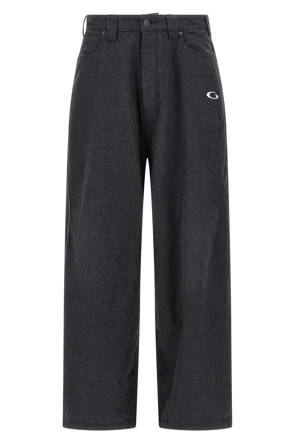 Balenciaga Grey Oversize Pants With Logo Detail On The Front And Logo Patch On The Rear In Cotton Man In Black
