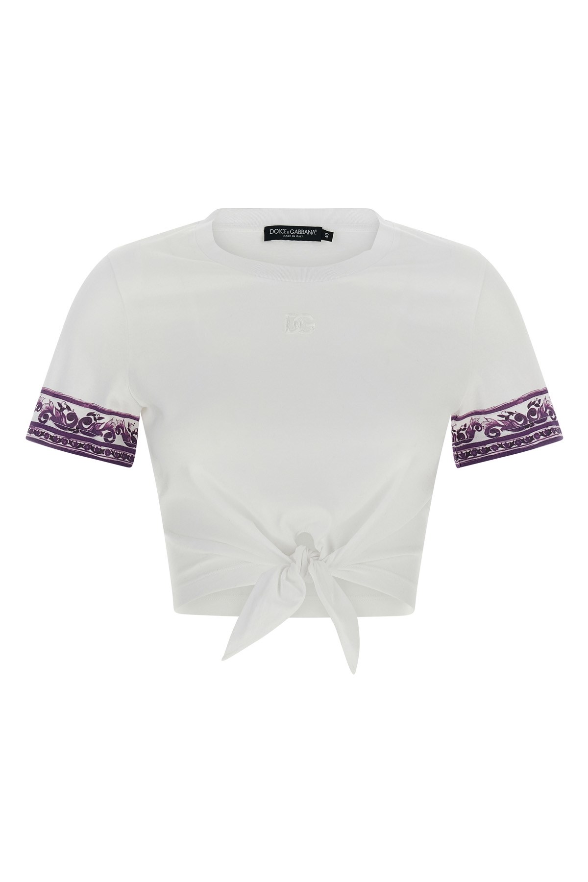 Dolce & Gabbana 'maiolica' Sleeve T-shirt In Purple