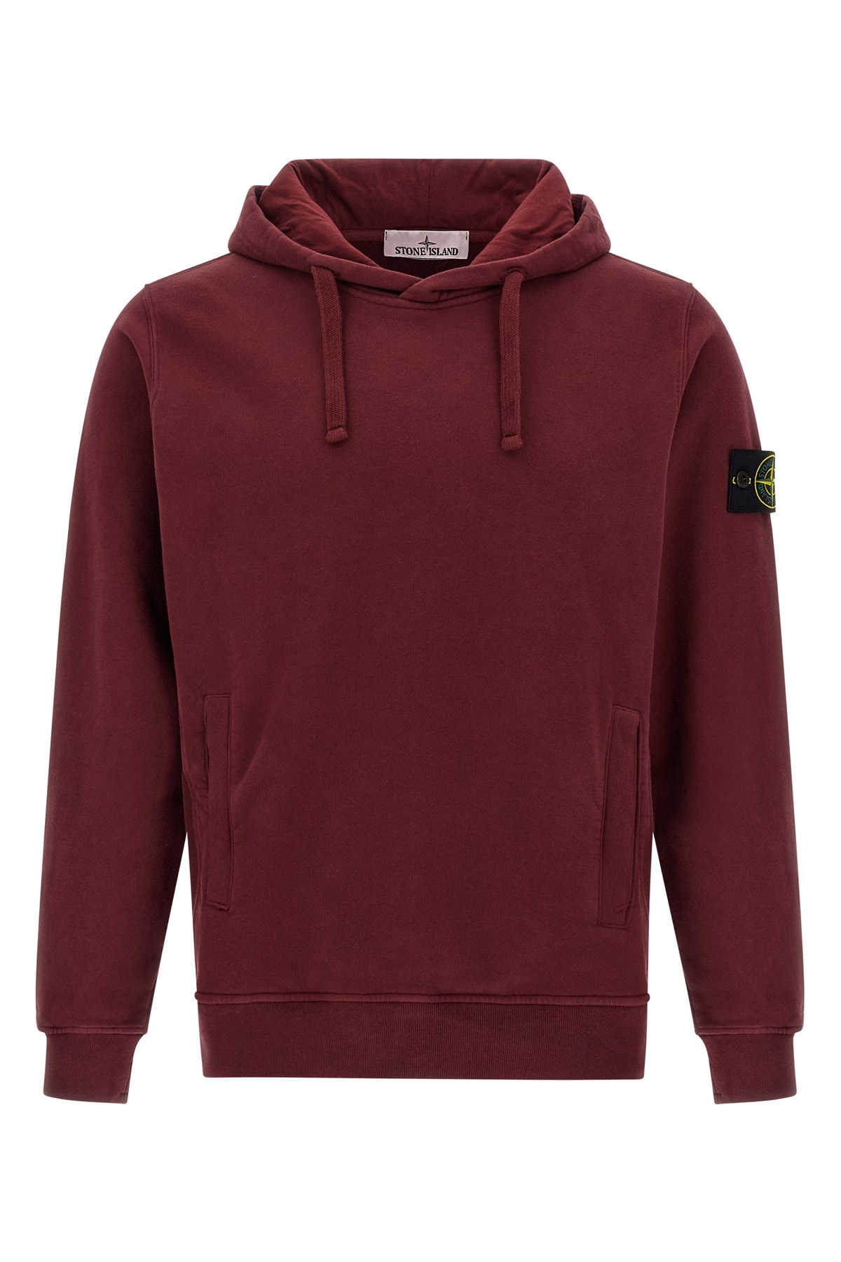 Stone Island Hoodie With Kangaroo Pocket In Burgundy