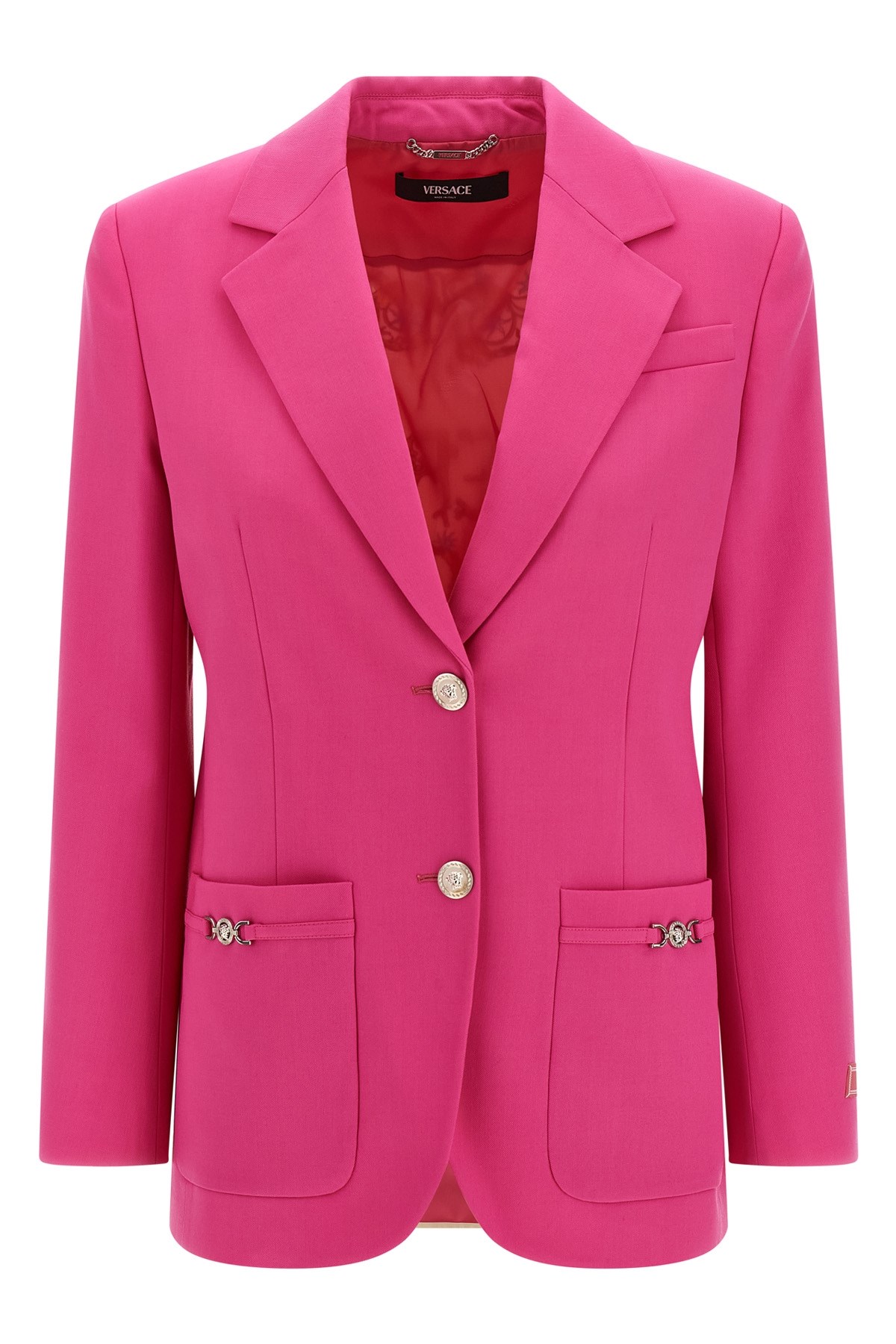 Versace Underwater Barocco Wool Boxy Blazer In Pink