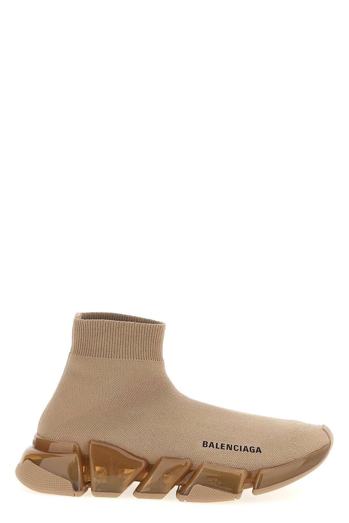Balenciaga Speed 2.0 Knit Clear-sole Sneakers In Brown