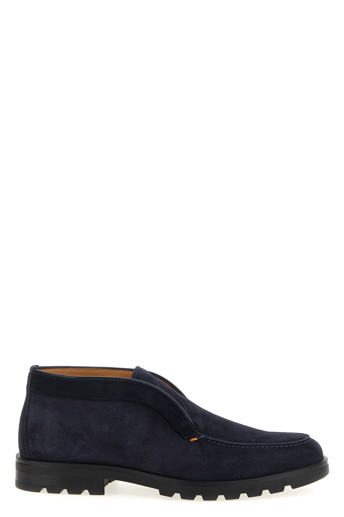 Santoni Midnight Bue Suede Desert Slip-ons In Blue