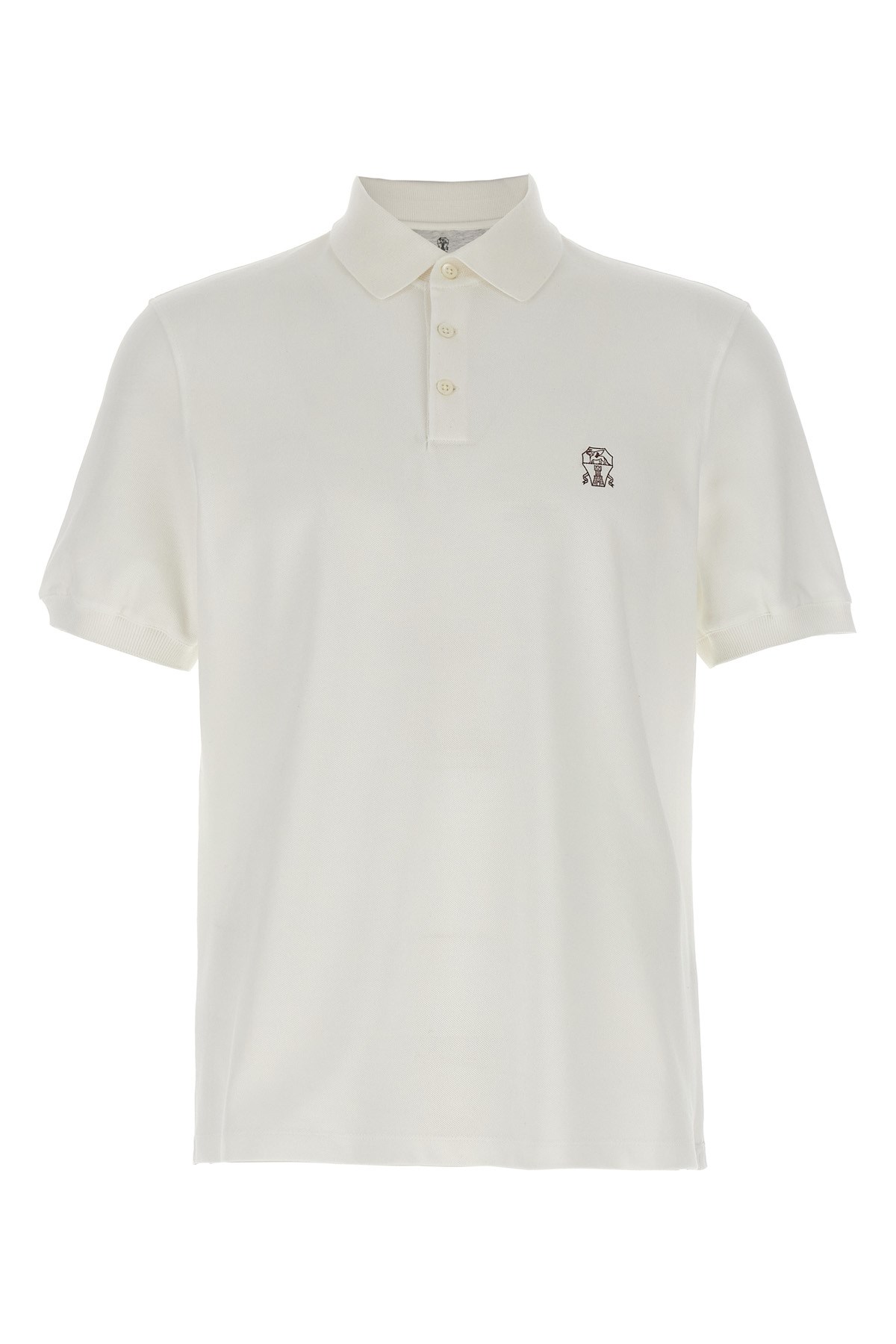 Brunello Cucinelli Ribbed Collar Short Sleeves Polo Shirt In White