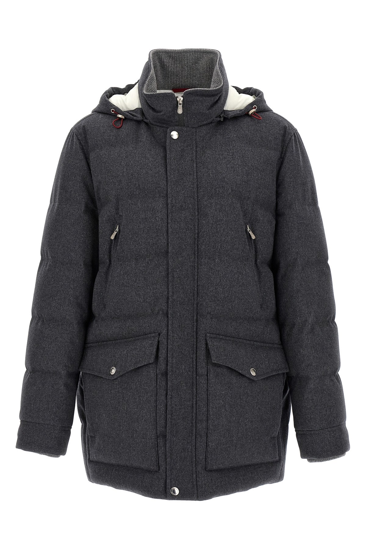 Brunello Cucinelli Long Sleeve Cotton Coat In Gray
