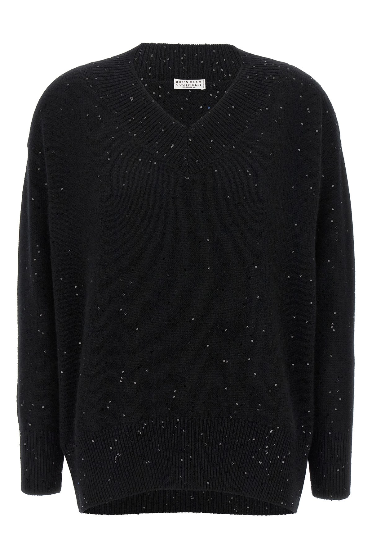Brunello Cucinelli Sequin Sweater Sweaters And Cardigans Black In Black