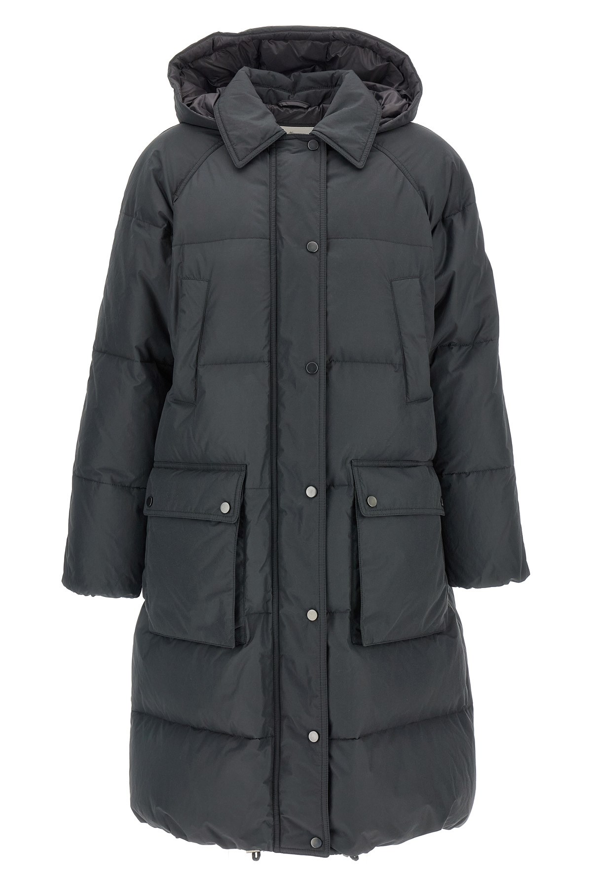 Brunello Cucinelli Quilted-design Hooded Down Coat In Gray