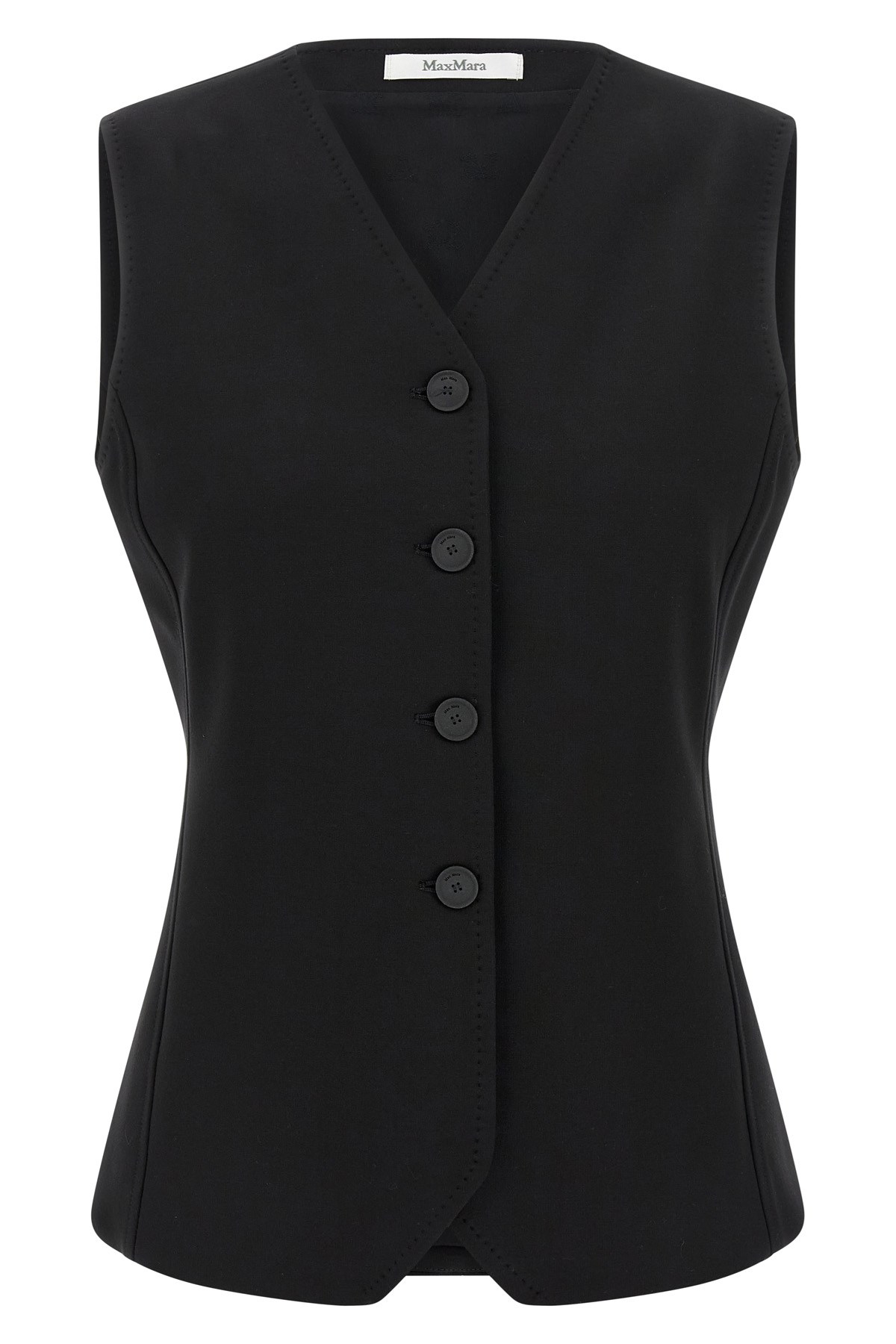 Max Mara Fornovo Sleeveless V-neck Tailored Gilet In Black