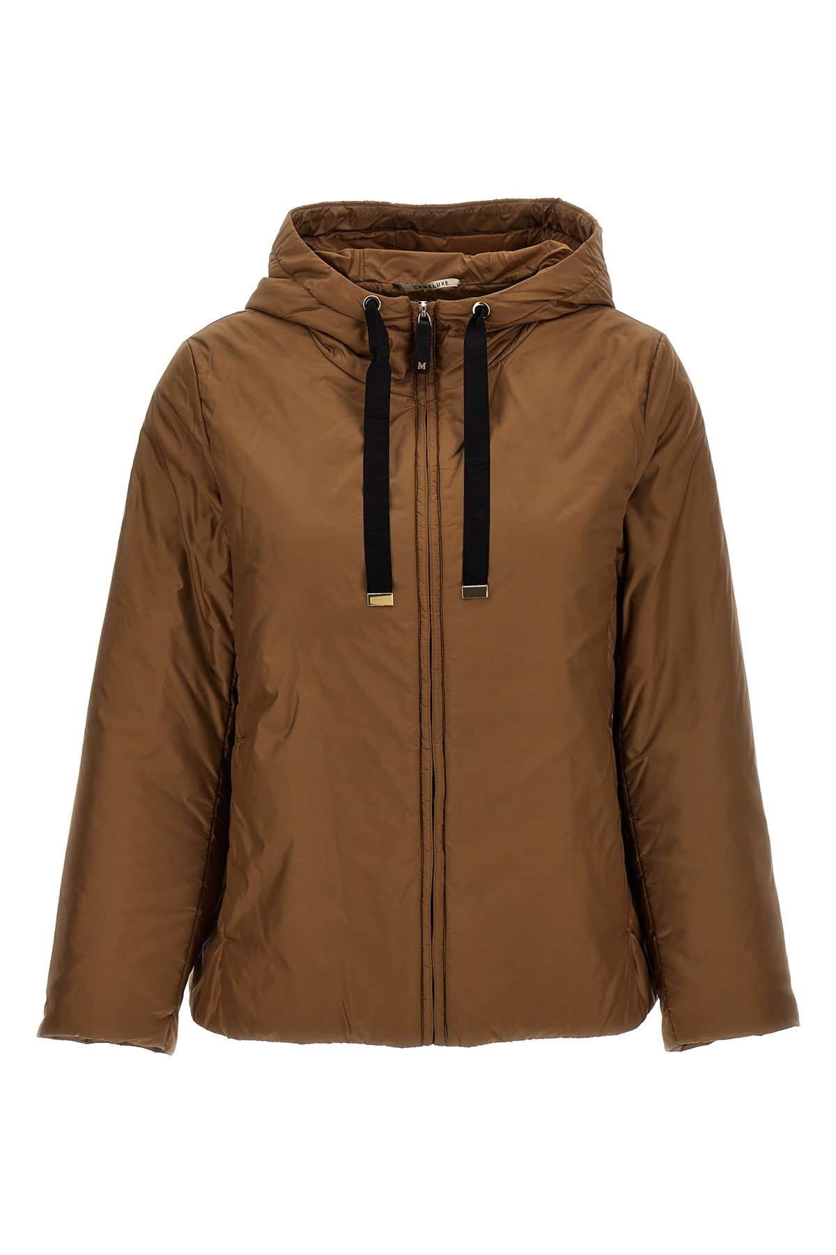 Max Mara The Cube Women Caramel Greenh Padded Hooded Jacket In Brown