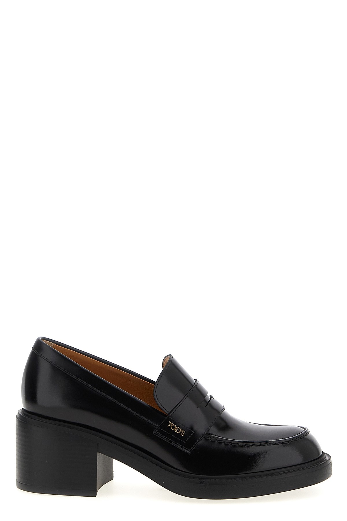 Tod's Black Loafers With Penny Slot And Logo Lettering On The Side In Black