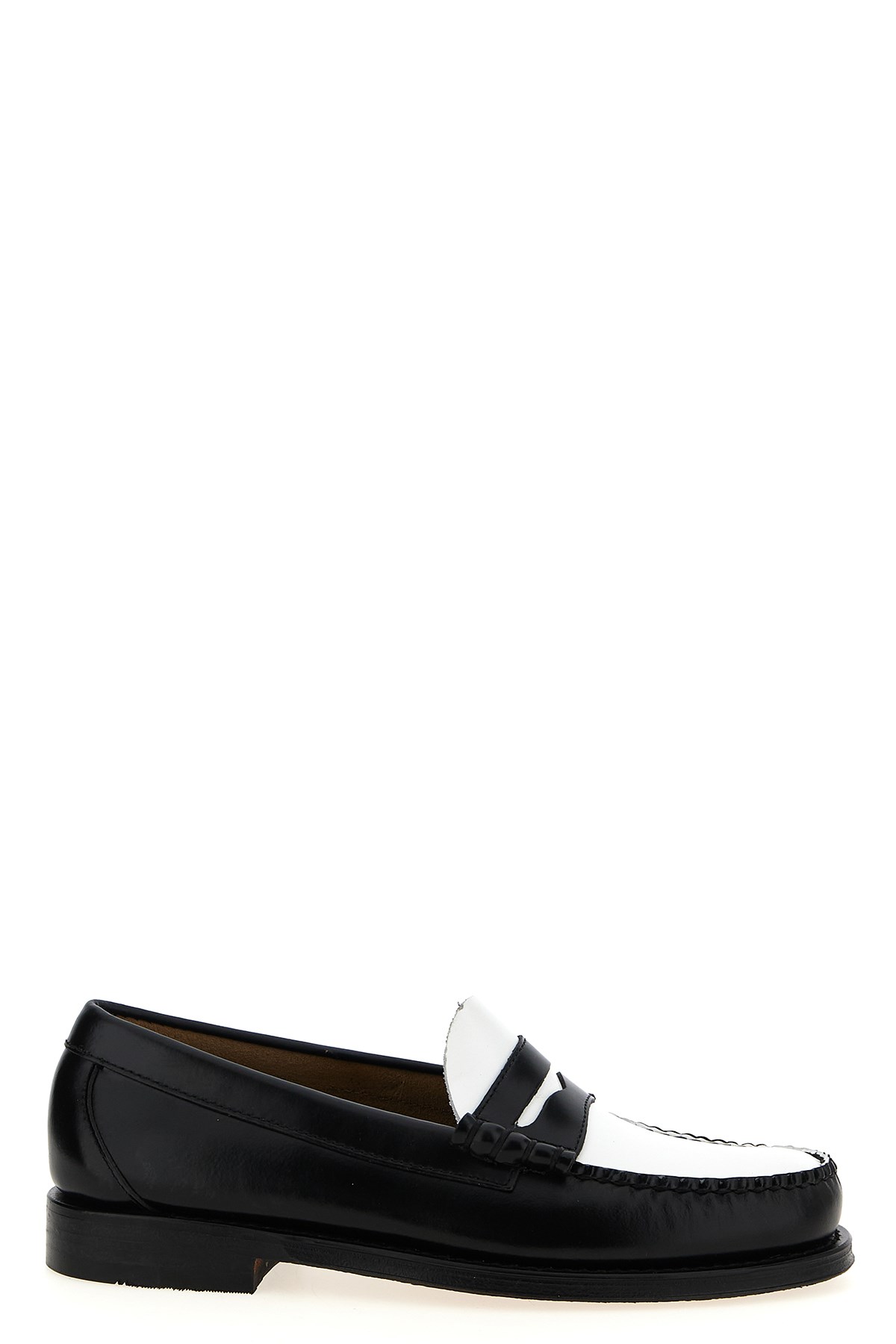 Gh Bass Round Toe Loafers With Two-tone Penny Strap In Black