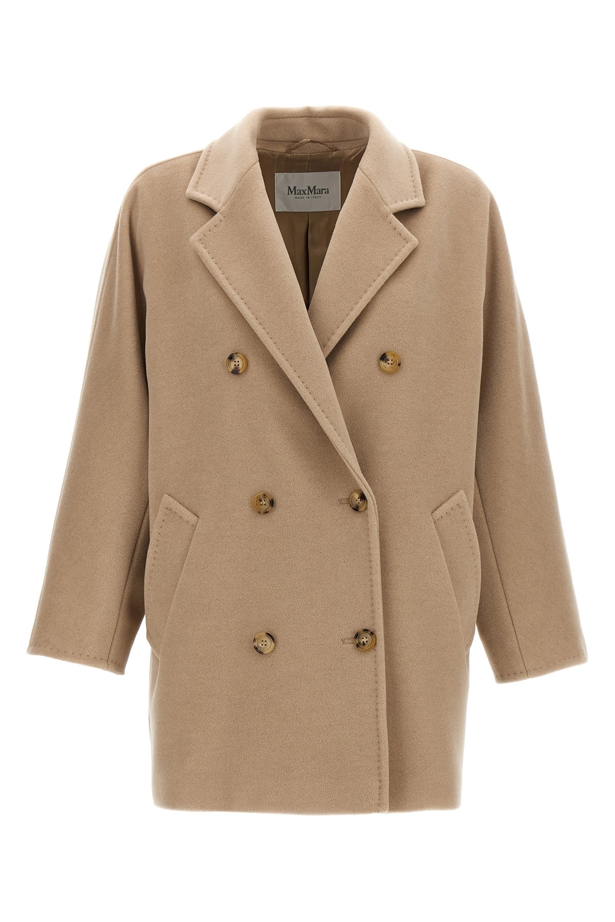 Max Mara Womens Camel Rebus Notch-lapel Relaxed-fit Wool And Cashmere Coat In Sand