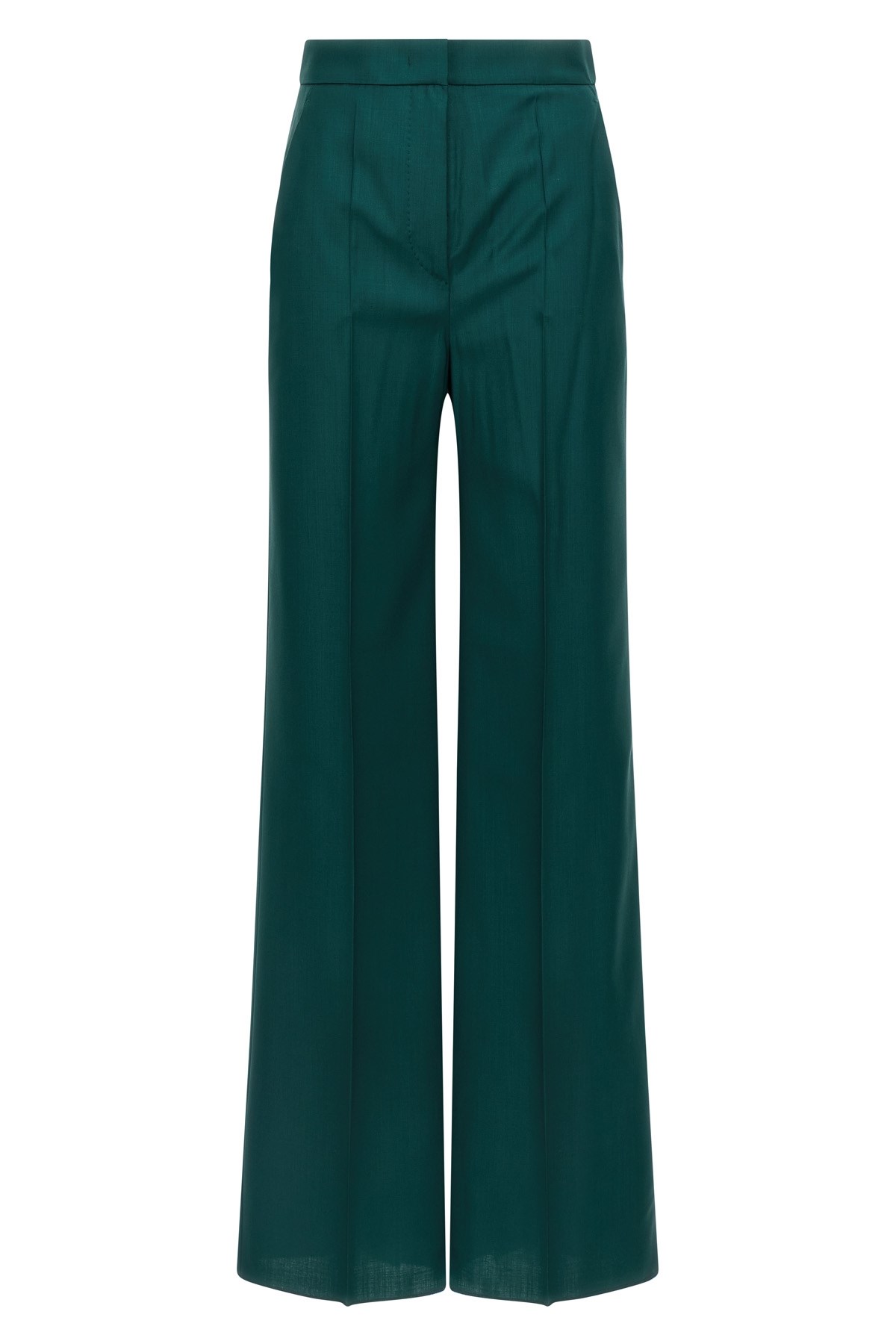 Max Mara High Waist Wide-leg Trousers With Belt Loops In Green