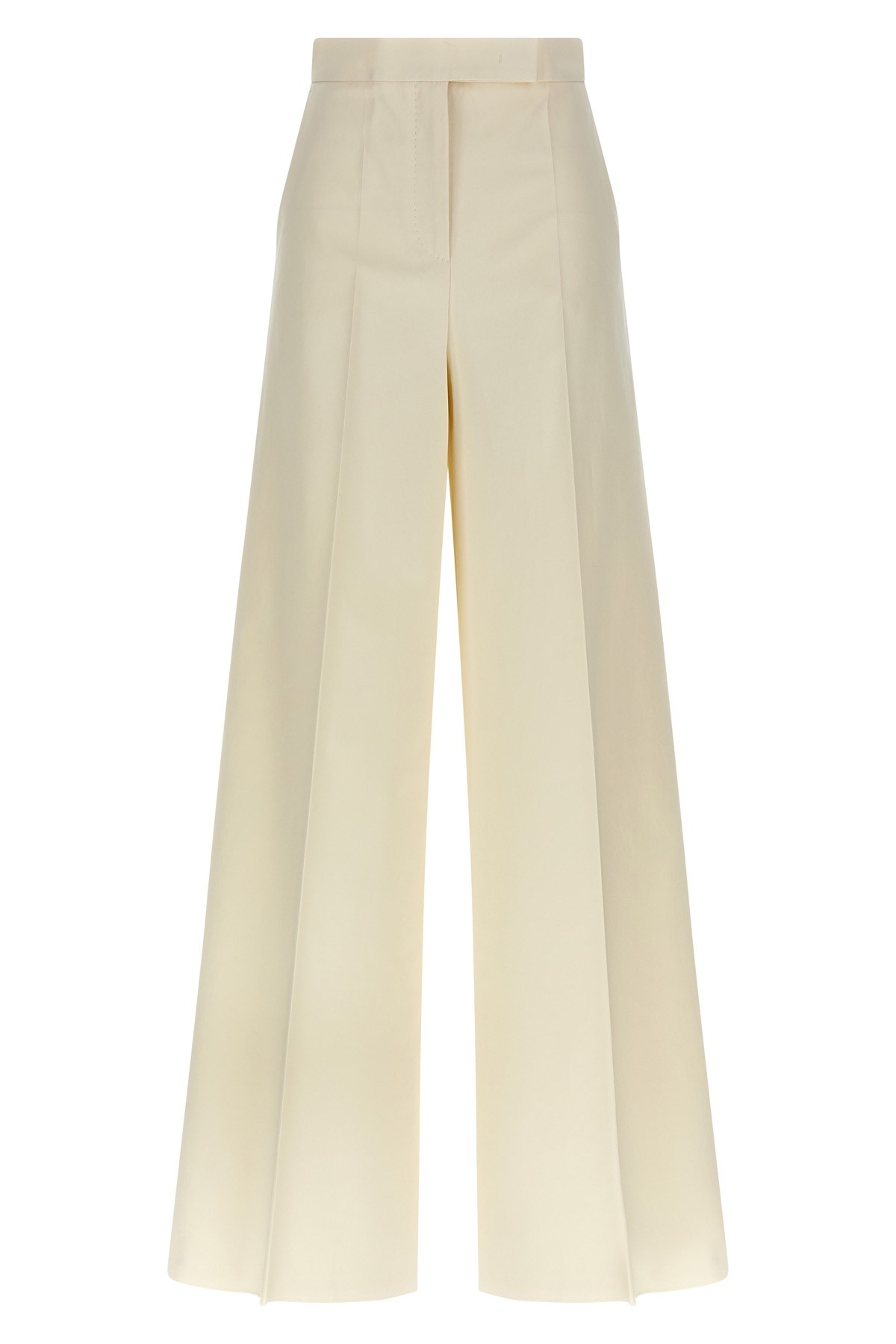 Max Mara Wide Leg High Waist Trousers With Pleated Front In Neutral