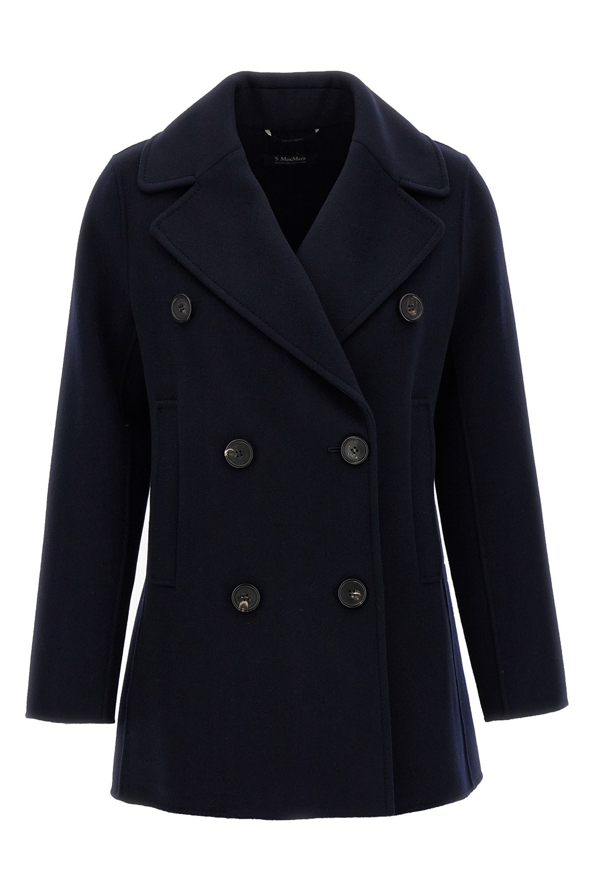 Max Mara Double-breasted Oversized Blue Coat With Belt Detail In Blue