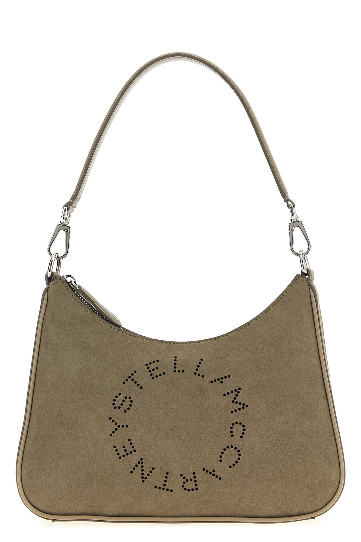 Stella Mccartney Small Shoulder Bag With Adjustable Strap And Suede Finish In Brown