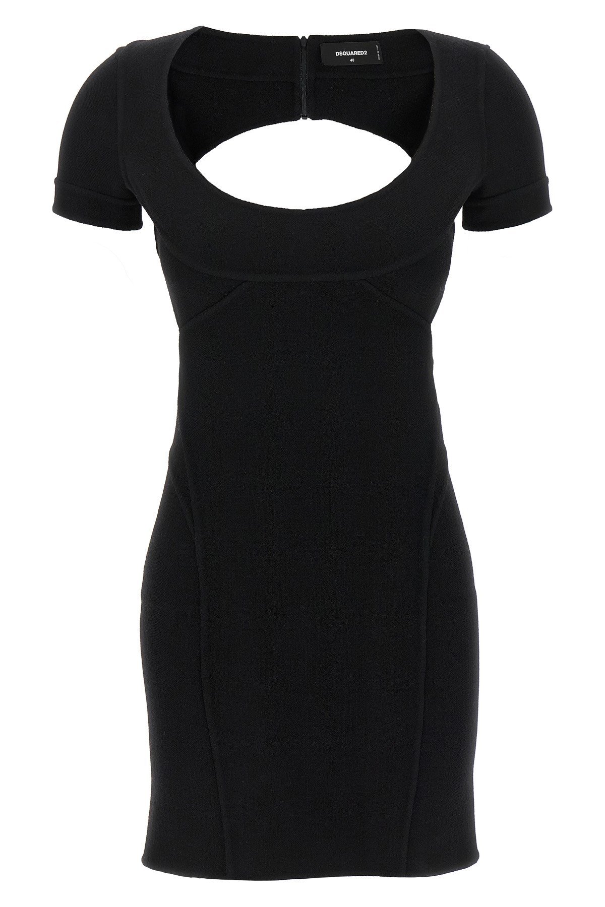 Dsquared2 Black Stretch Wool Blend Mini Dress In Black