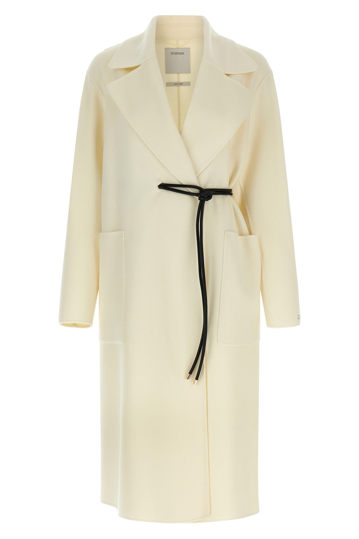 Sportmax Tie-fastening Lapel Single-breasted Coat In Neutral