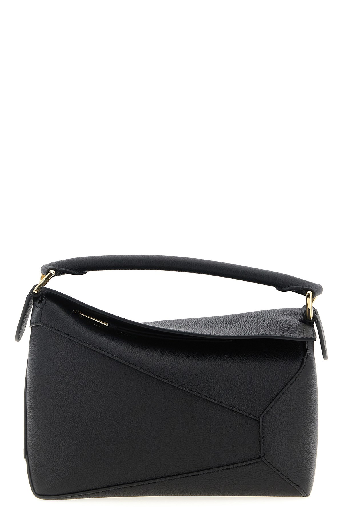 Loewe Women Puzzle Edge Mini Leather Handbag In Black