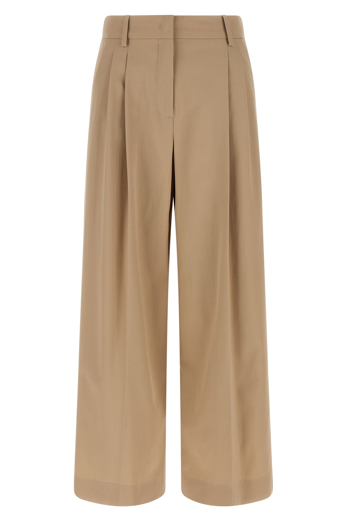 Weekend Max Mara Front Pleated Wide Leg Trousers With Belt Loops In Neutral