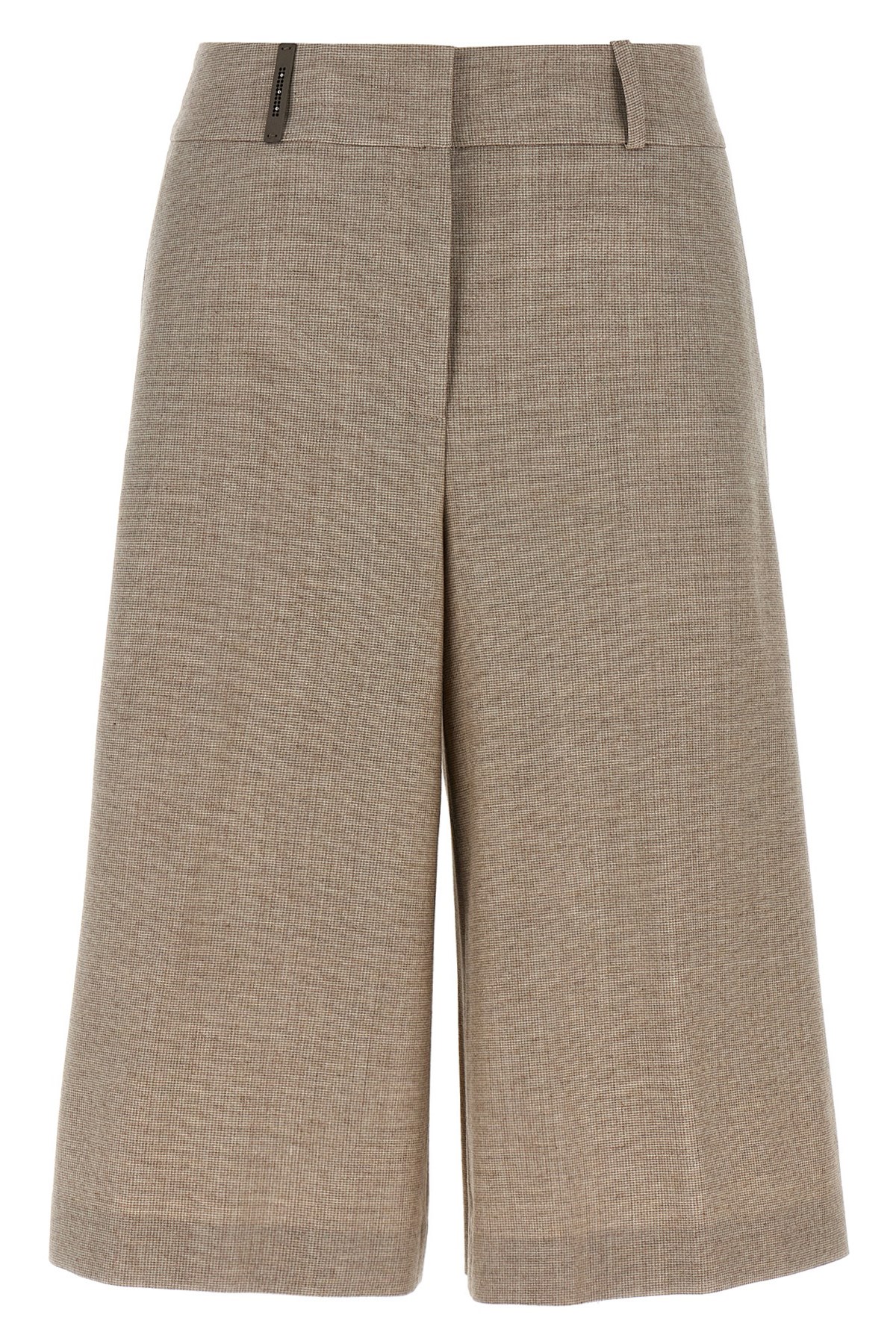 Peserico Micro Houndstooth Long Bermuda Shorts Bermuda And Short Beige In Brown