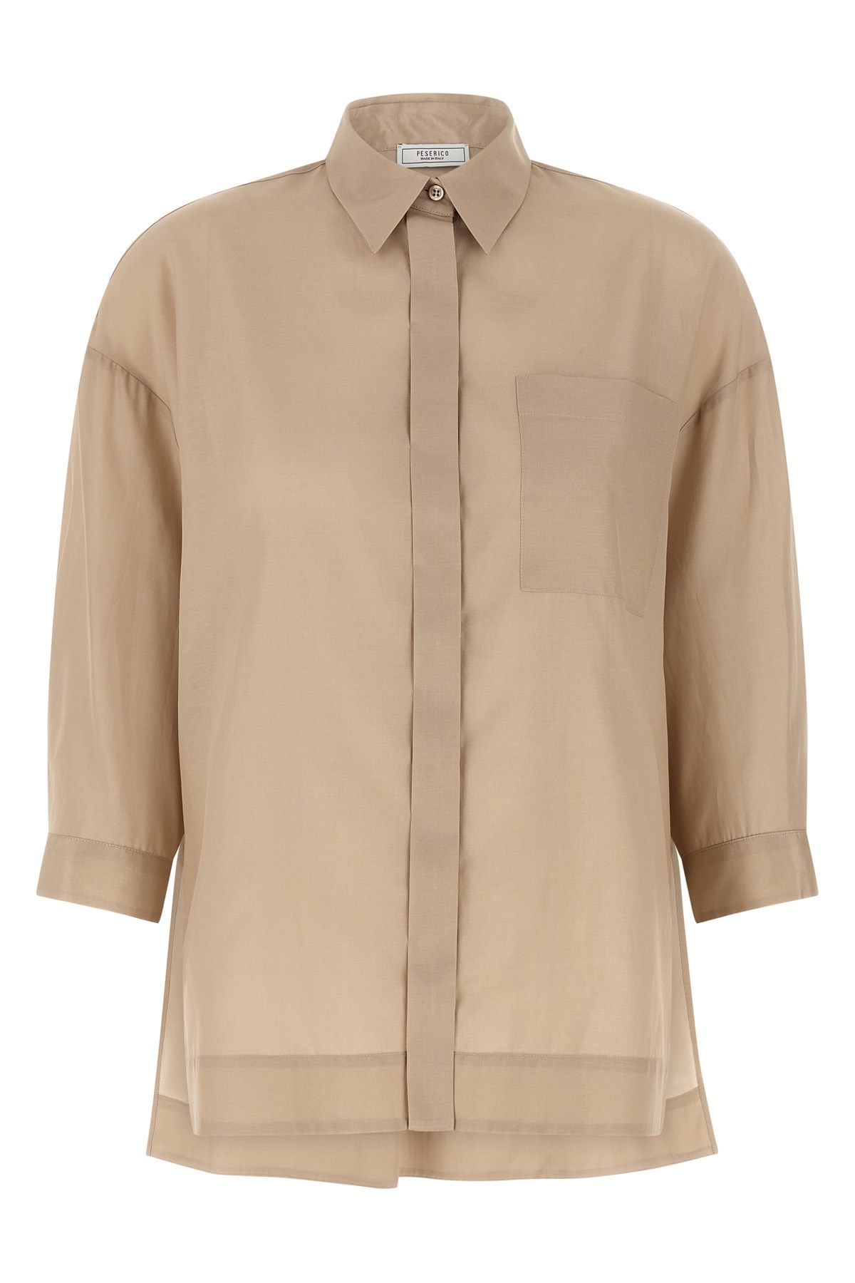 Peserico Asymmetric Hem Shirt Shirt And Blouse Beige In Brown