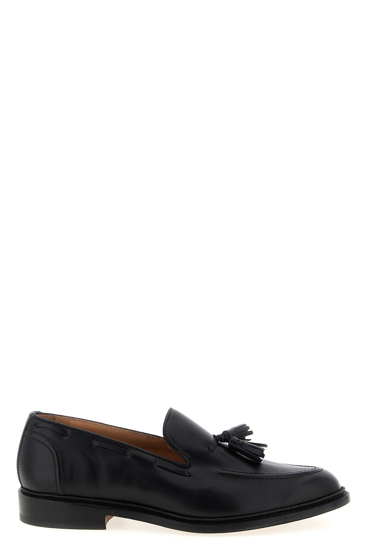 Tricker's Black Calf Leather Moccasin With Decorative Tassel In Black