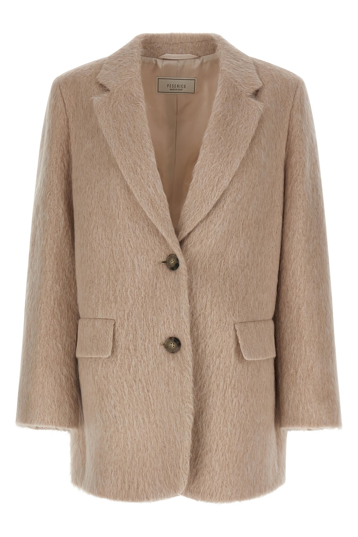 Peserico Alpaca And Wool Striped Single-breasted Blazer In Neutral