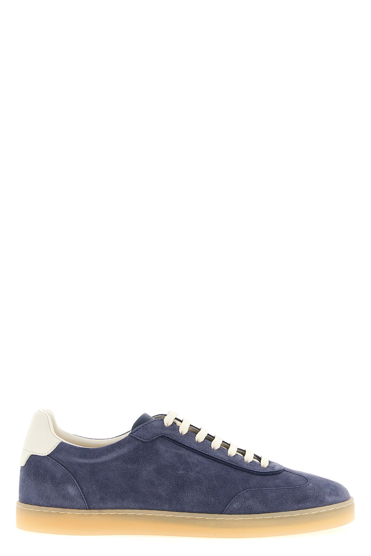 Brunello Cucinelli Men Light Blue Washed Suede Sneakers In Blue