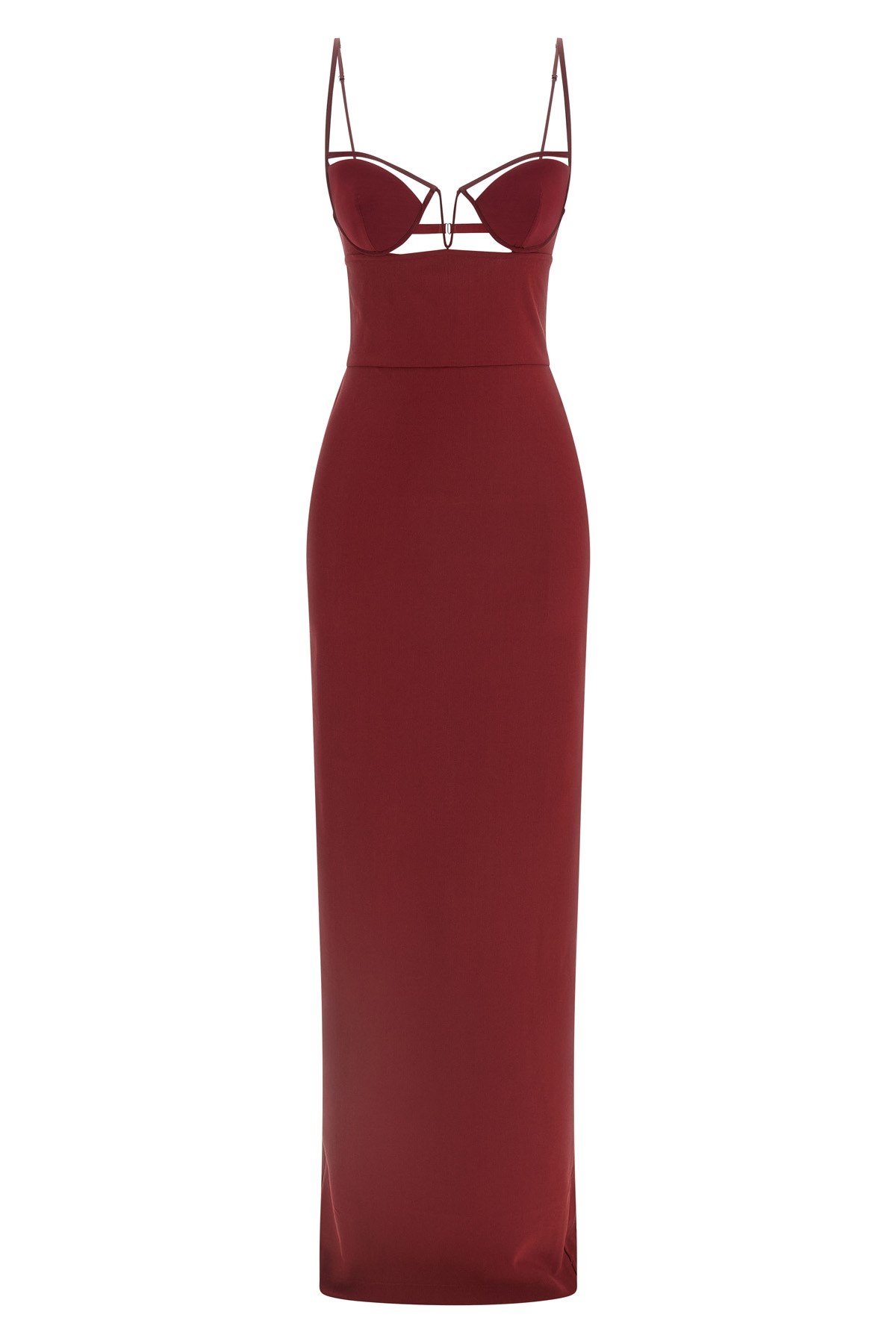 Nensi Dojaka Womens Burgundy V-wire Bra Woven Maxi Dress In Burgundy