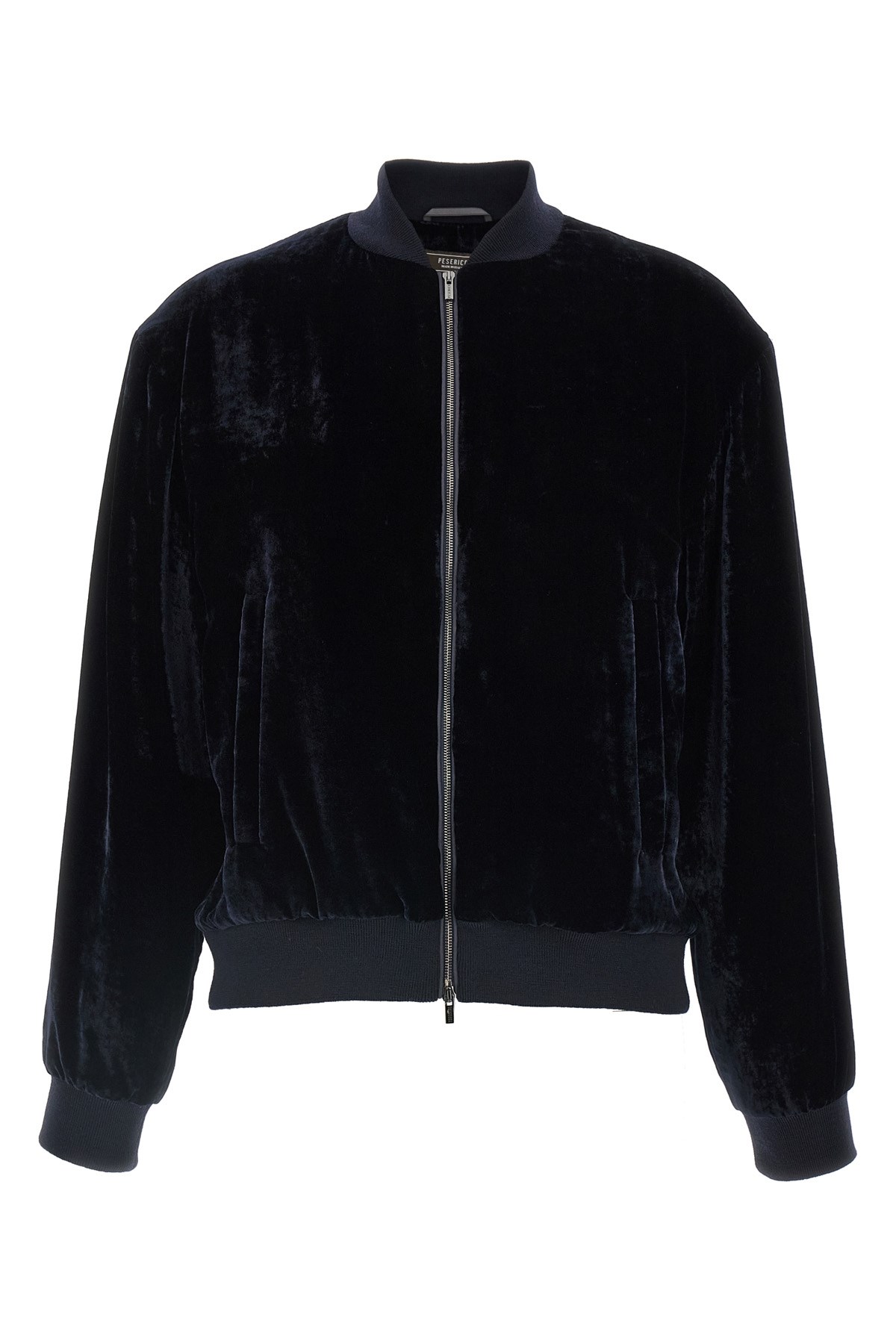 Peserico Washed Viscose Velvet Bomber Sweatshirt In Blue