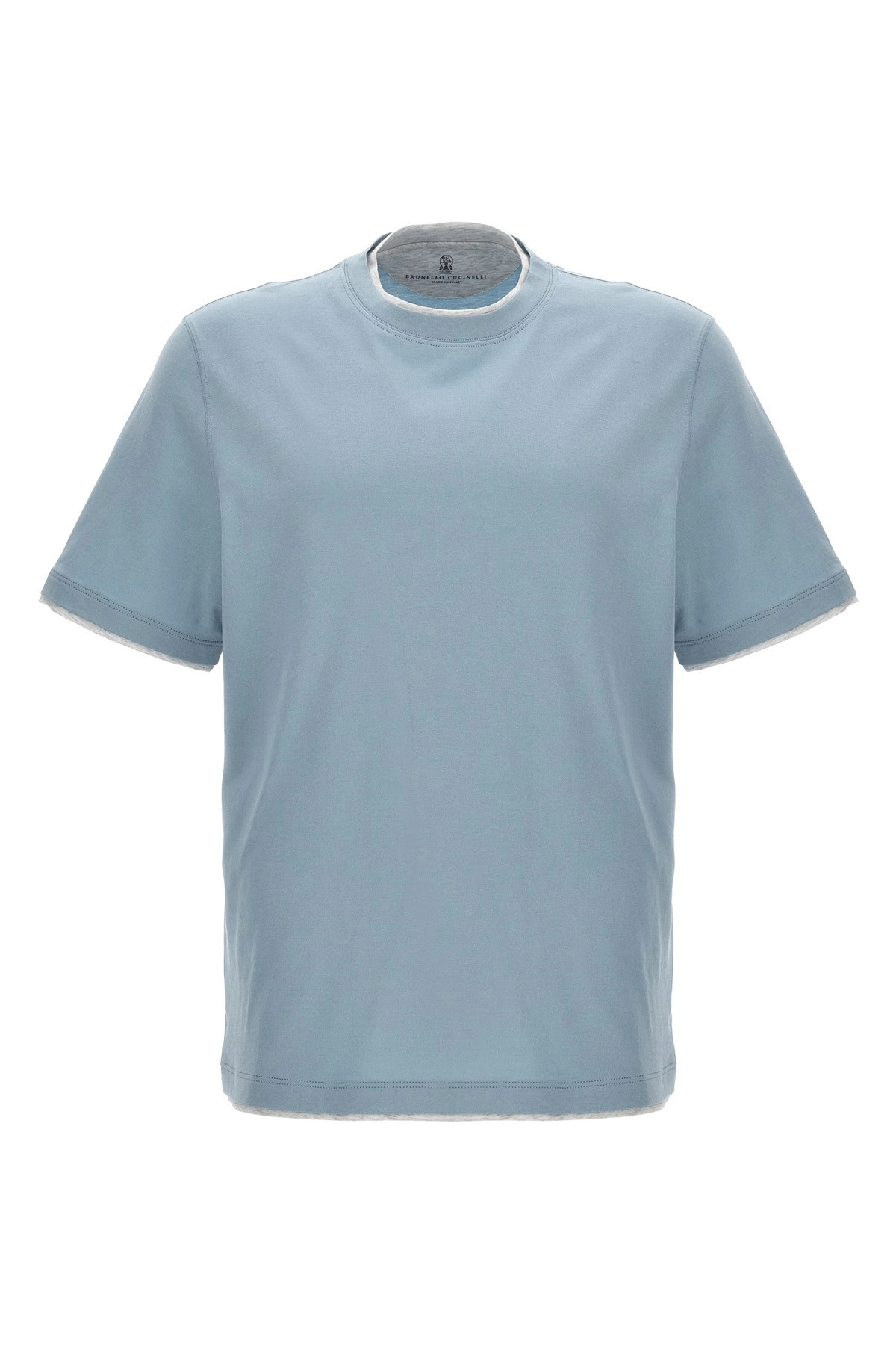 Tシャツ・カットソー BRUNELLO CUCINELLI Double layer t-shirt (M0B137427 COA16) Brunello Cucinelli Double Layer T-Shirt - Blue | M0B137427GCB422