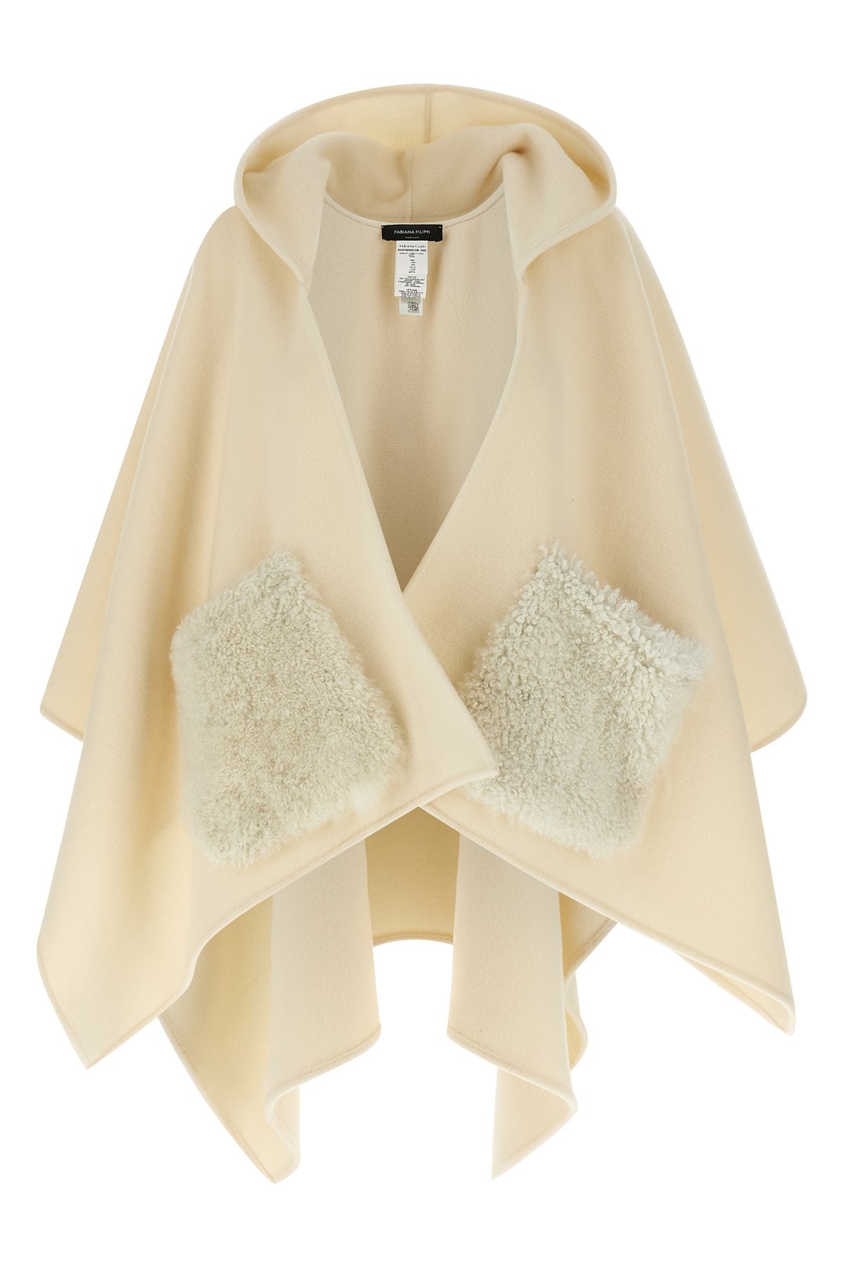 Fabiana Filippi Draped Hooded Cape Textured Pockets In Neutral