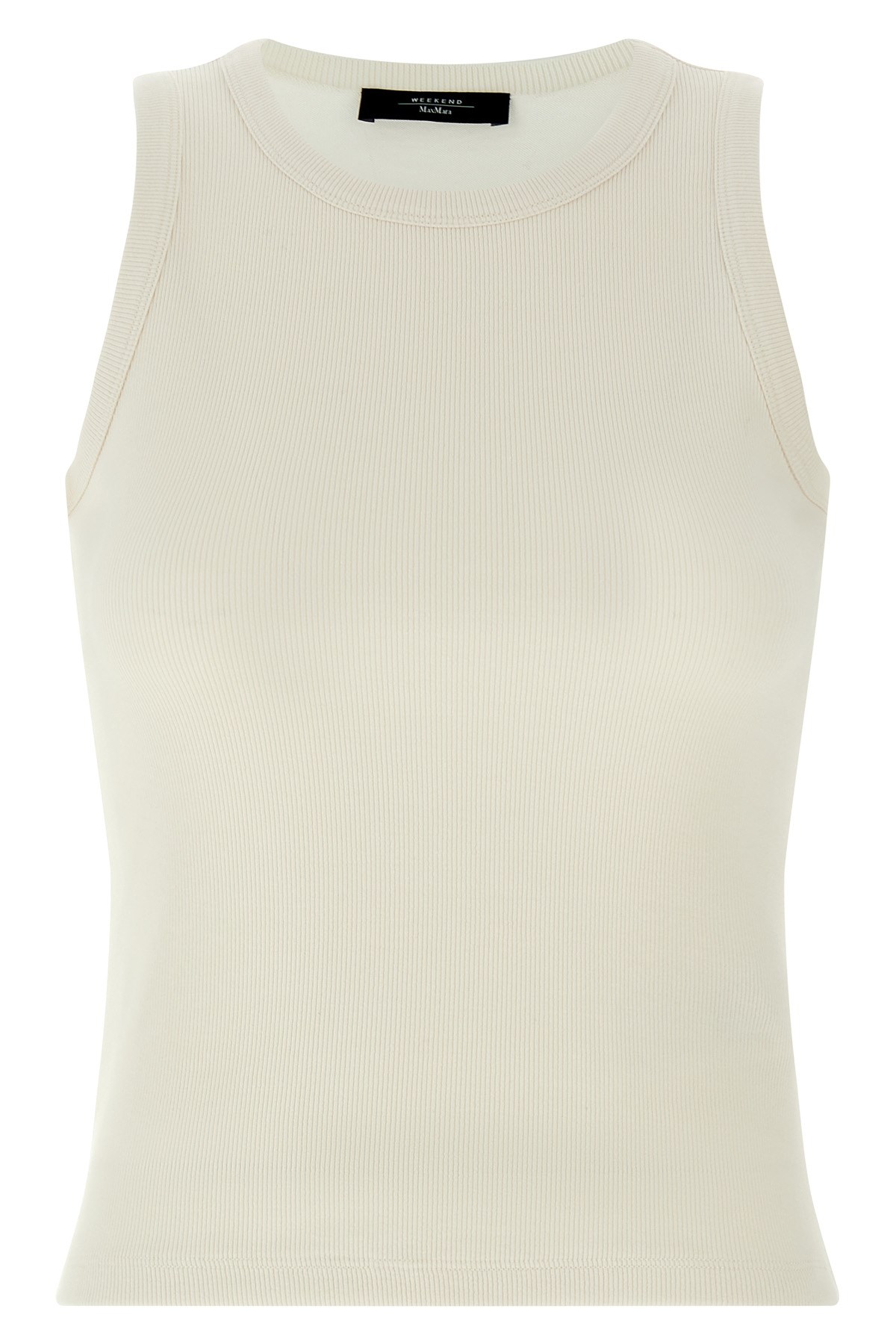 Weekend Max Mara Ribbed Crew Neck Sleeveless Top In Neutral