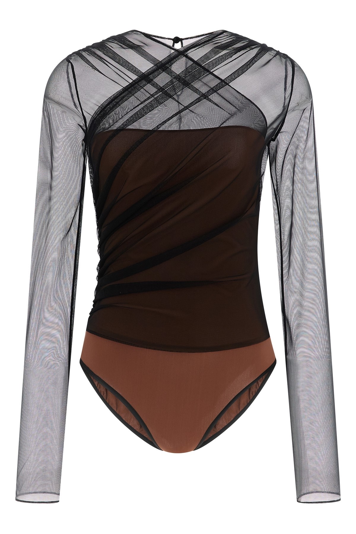 Nensi Dojaka 'mesh Overlay Geometric Pattern Bodysuit' In Black