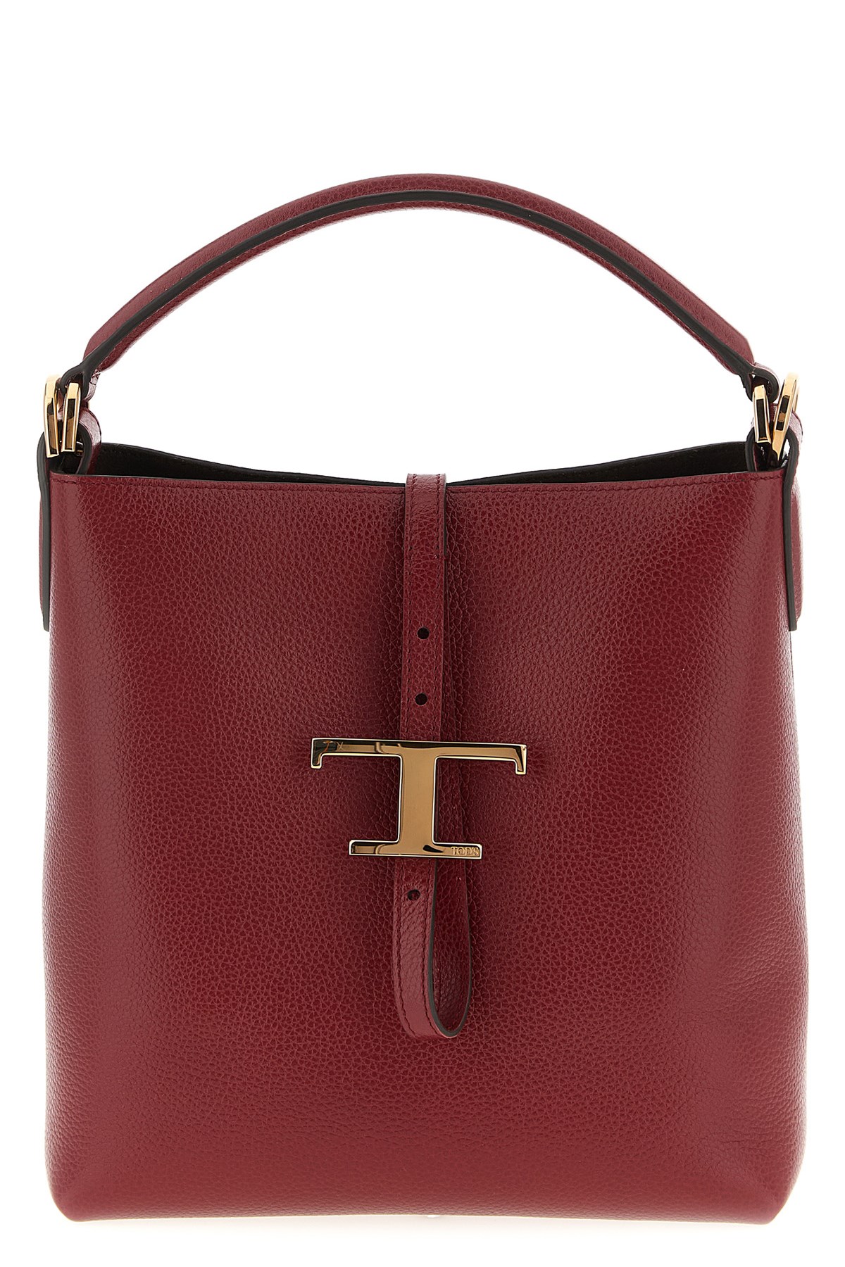 Tod's Maroon T Timeless Mini Bucket Bag In Burgundy