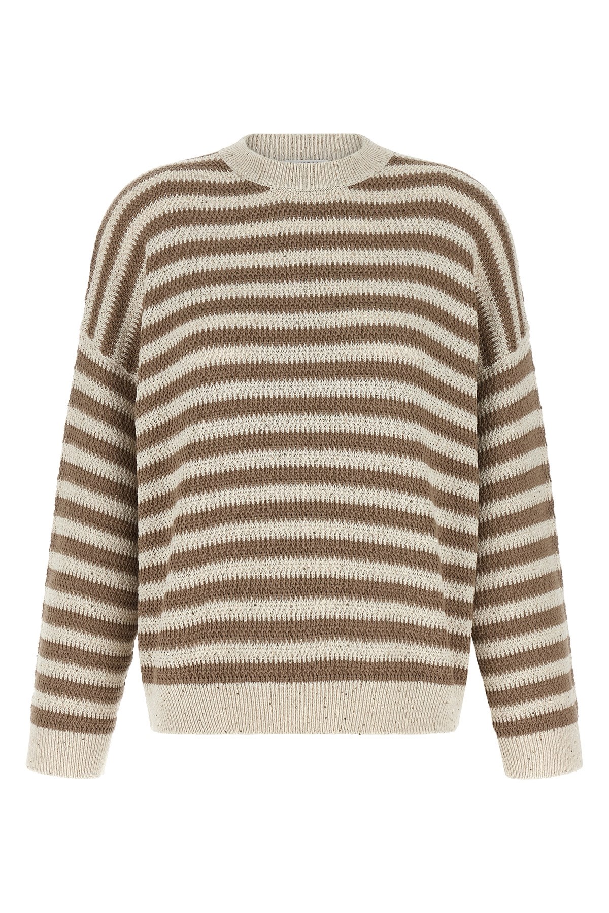 Brunello Cucinelli Sequin-embellished Striped Cotton-blend Sweater In Multi
