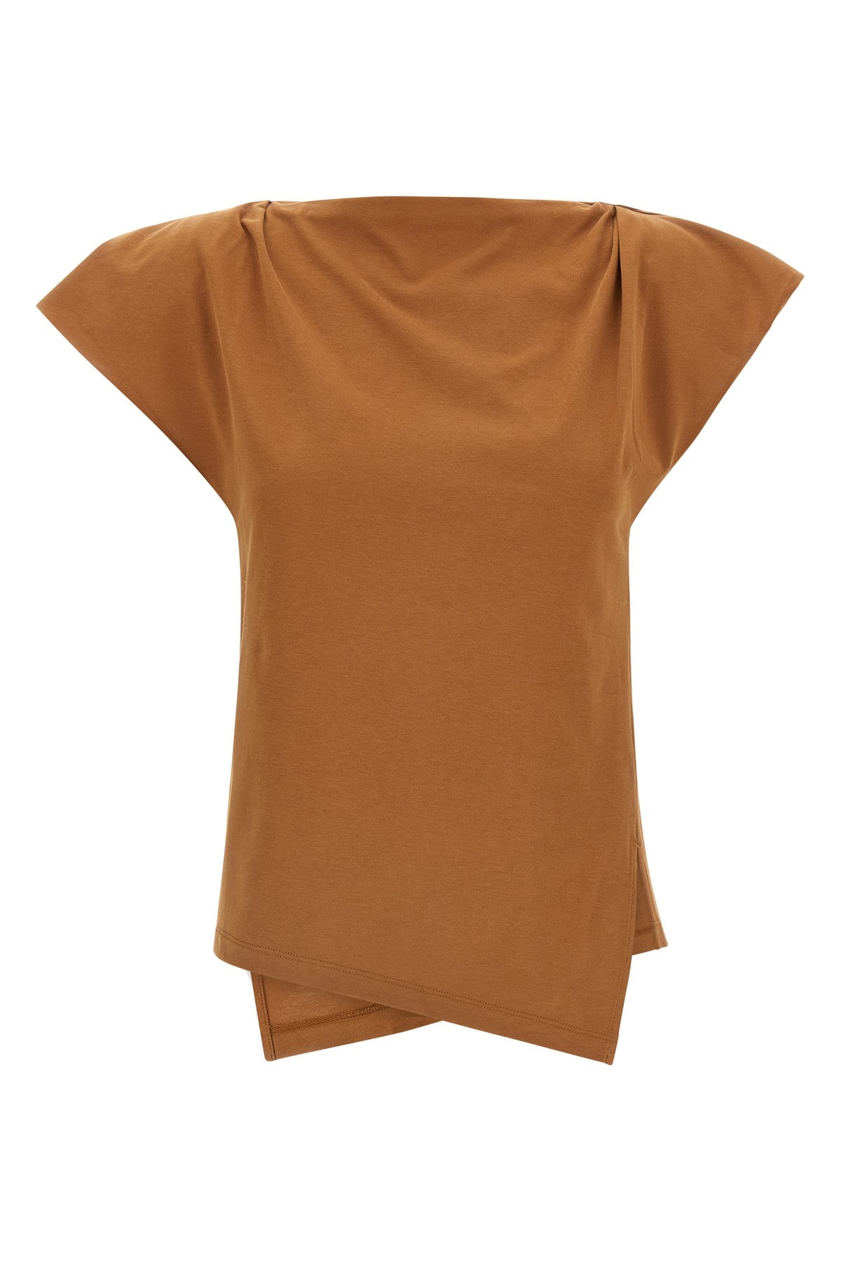 Isabel Marant Sebani Asymmetric Cotton T-shirt In Brown