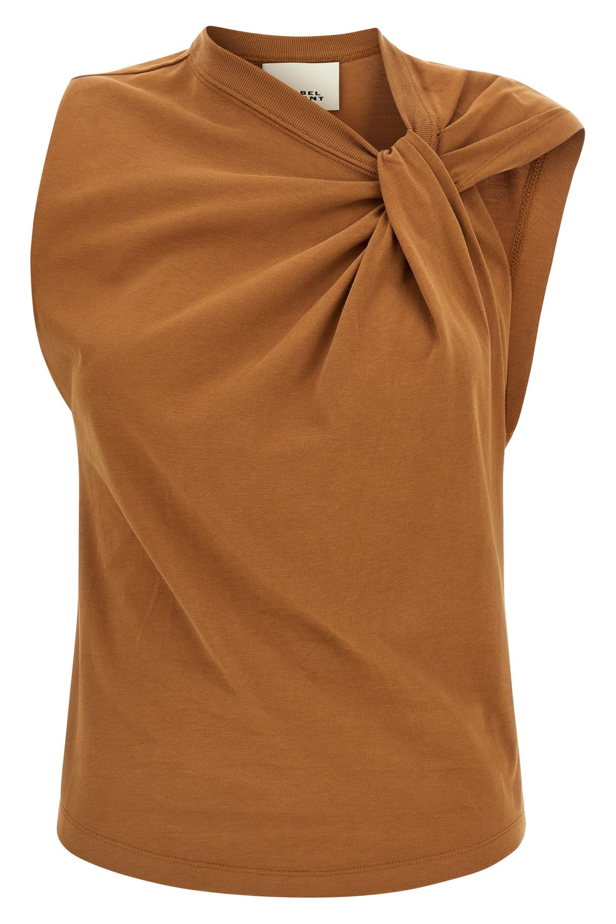 Isabel Marant Sleeveless Crew Neck Top With Knot Detail In Brown