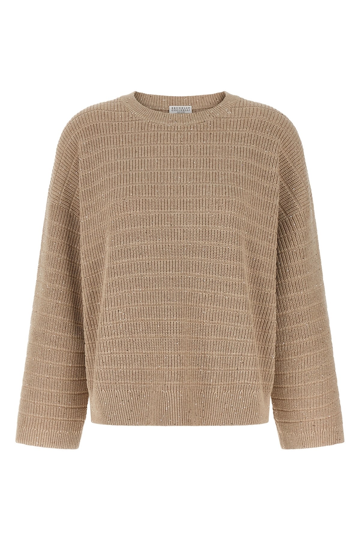 Brunello Cucinelli Diamond Cotton Sweater In Sand