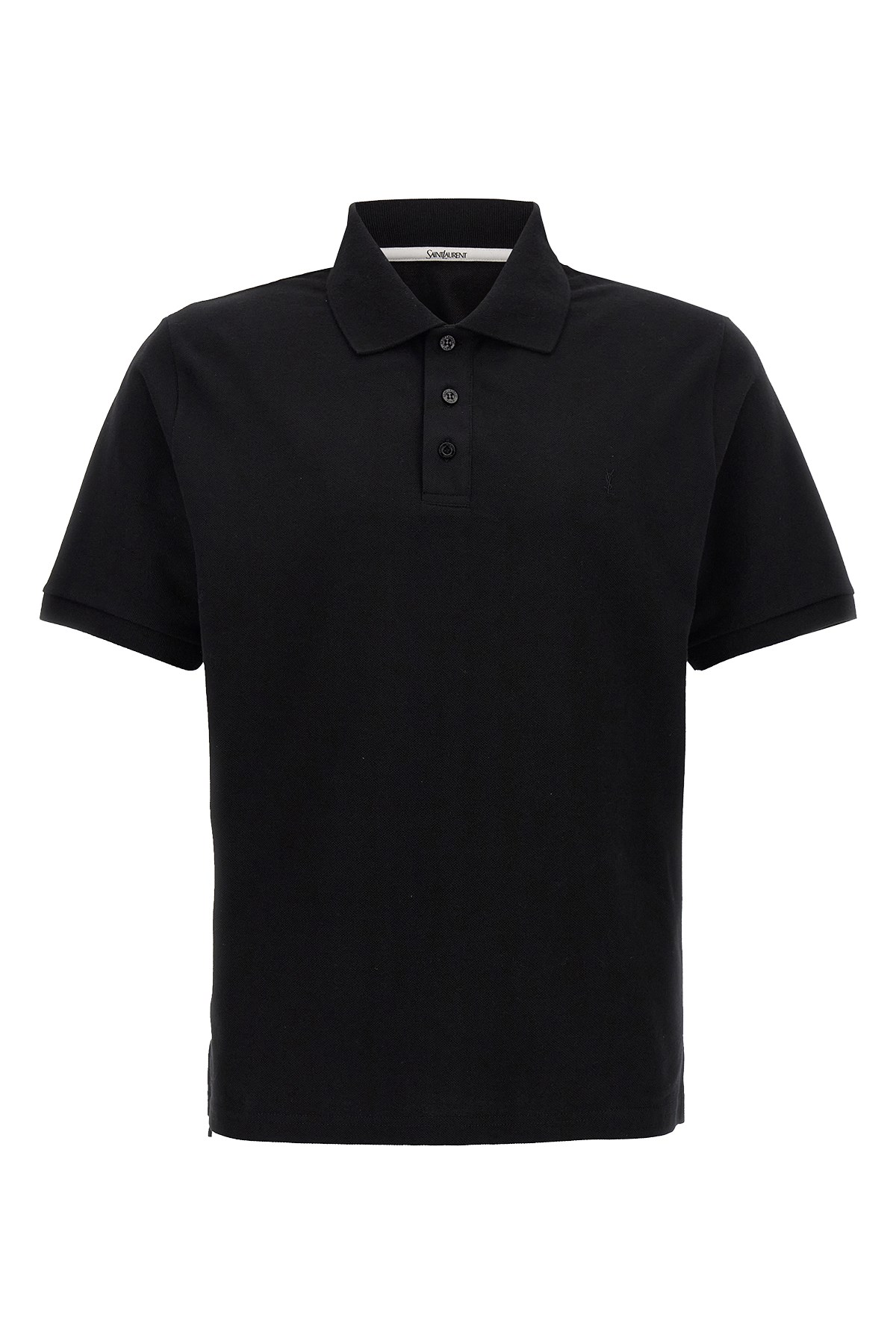 Saint Laurent Classic Cotton Pique Polo Shirt In Black