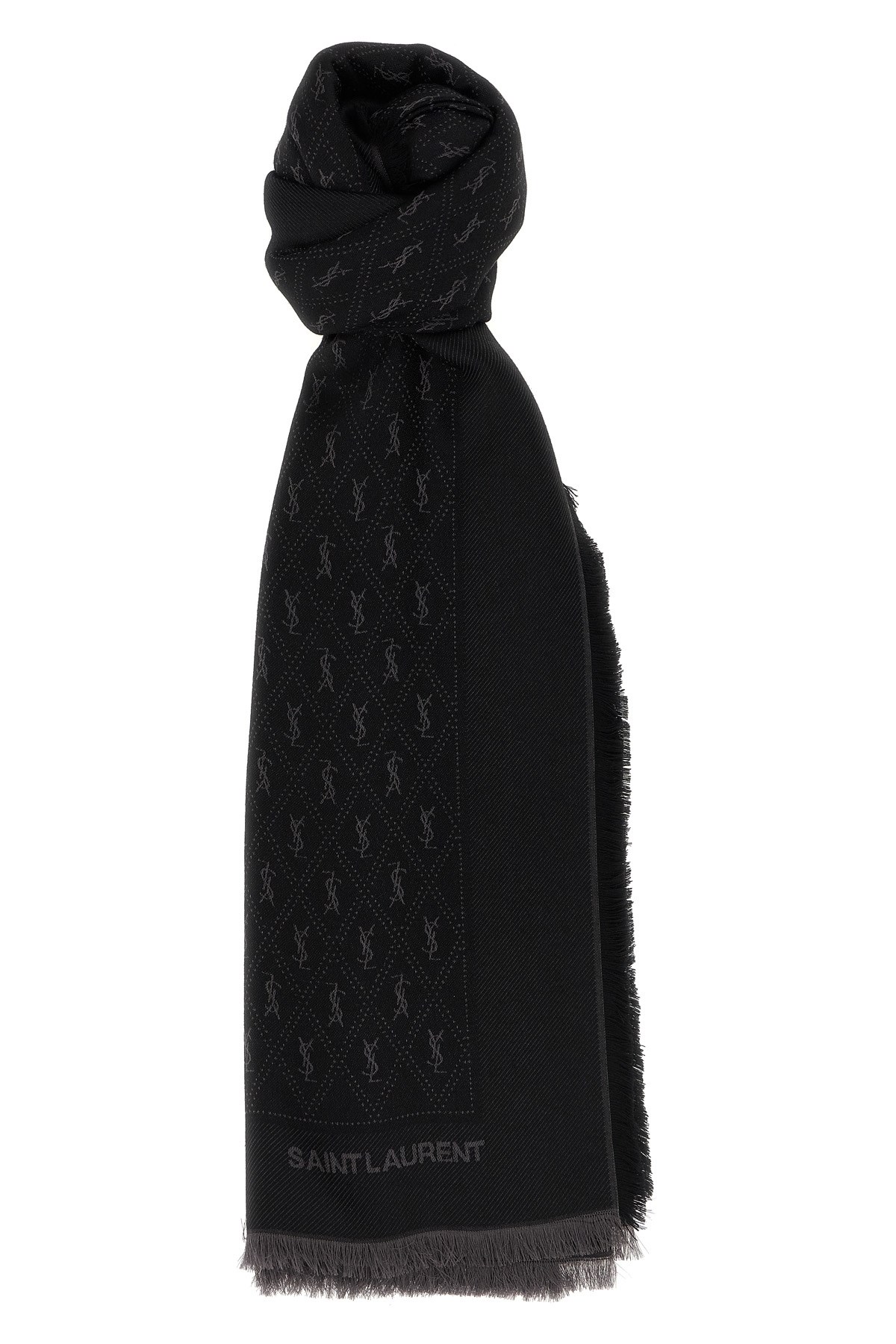 Saint Laurent Ysl Monogram Scarf In Black