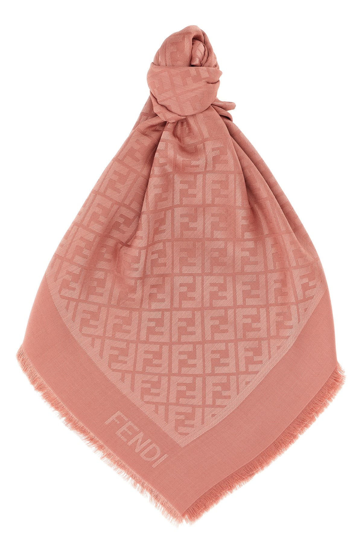 Fendi Ff Shawl Fringed Edges In Neutral
