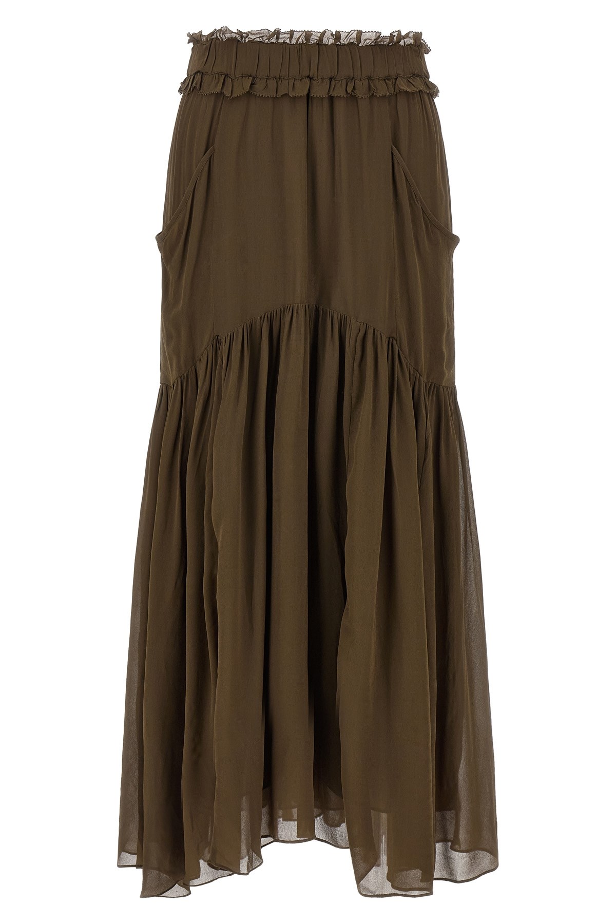 Isabel Marant Étoile Skirt Tiered Waistband Sheer Hem In Green