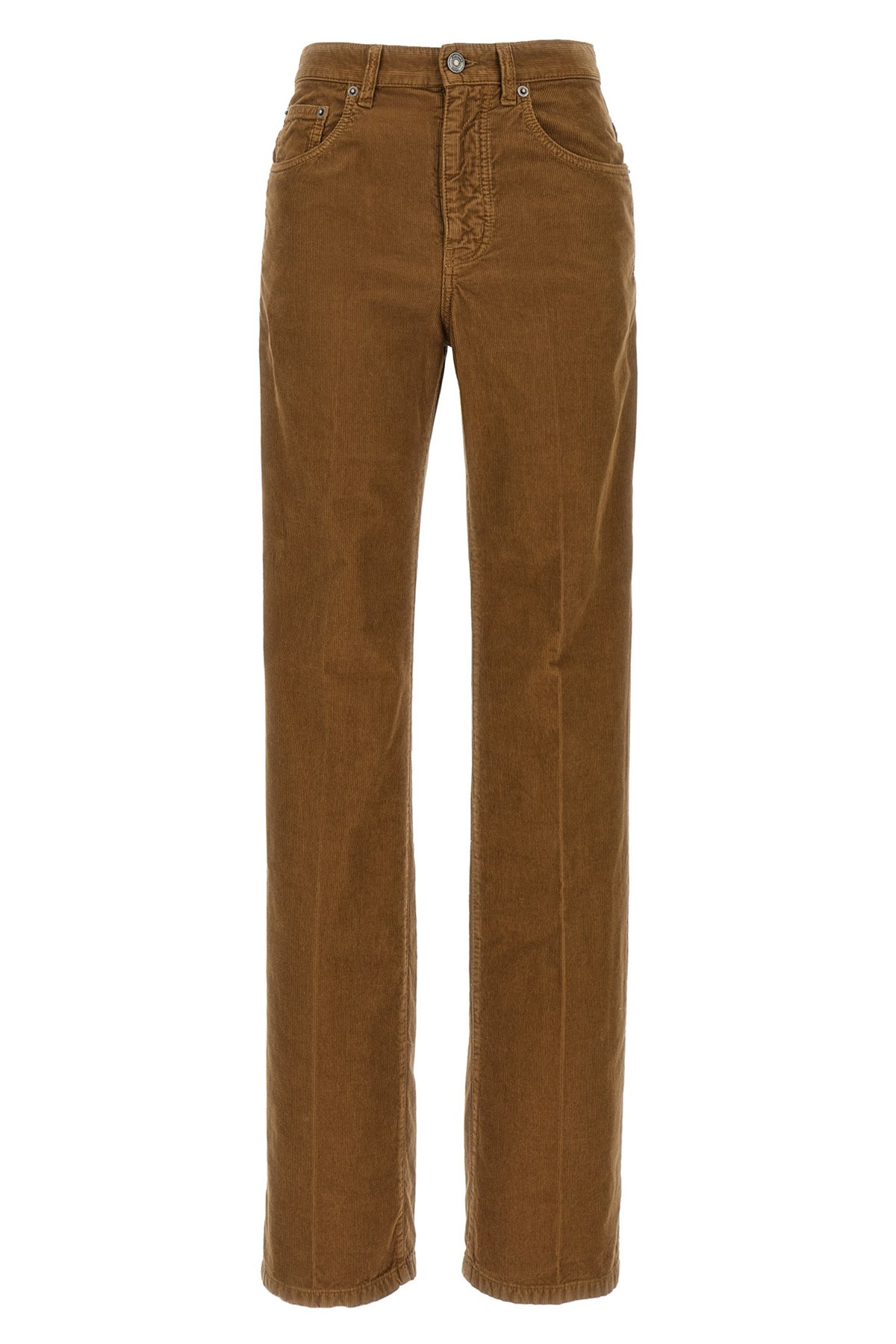Saint Laurent Corduroy Trousers With Belt Loops And Pockets In Brown