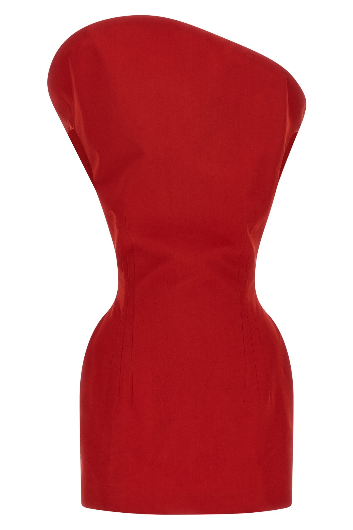 Magda Butrym Asymmetric Cotton-blend Minidress In Red