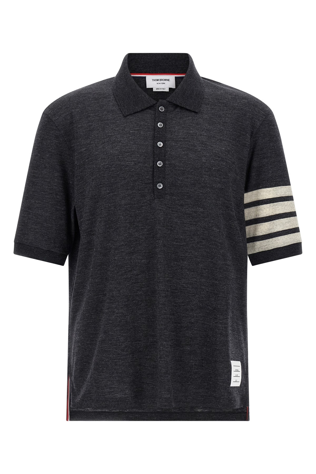Thom Browne 4-bar Virgin Wool Jersey Polo In Gray