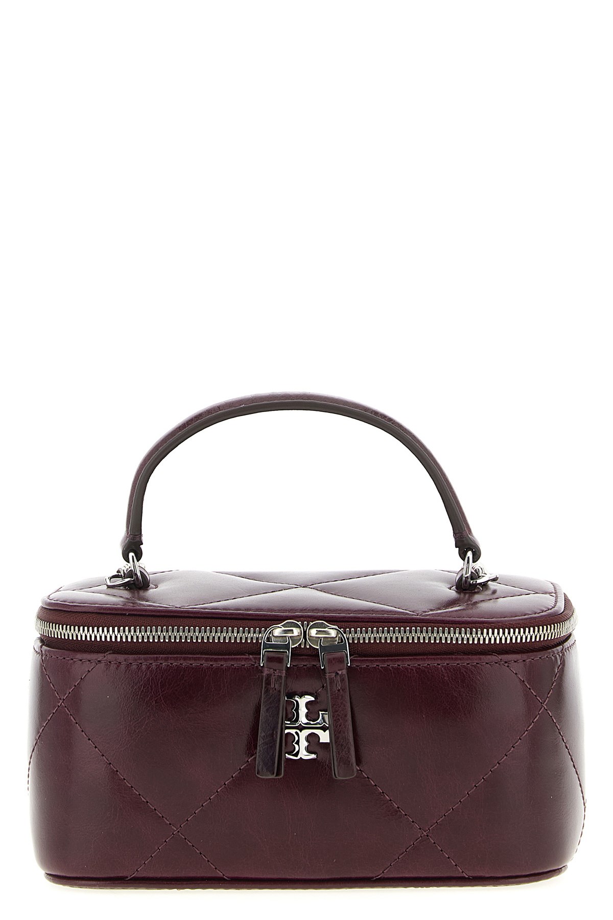 Tory Burch Kira Quilted Leather Top-handle Mini Bag In Burgundy