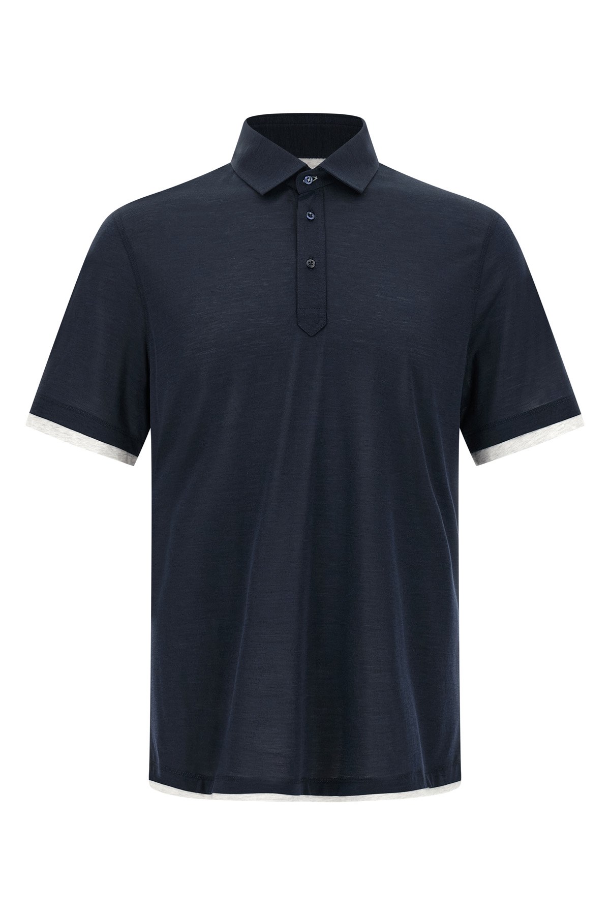 Brunello Cucinelli Silk And Cotton Blend Polo Shirt In Blue