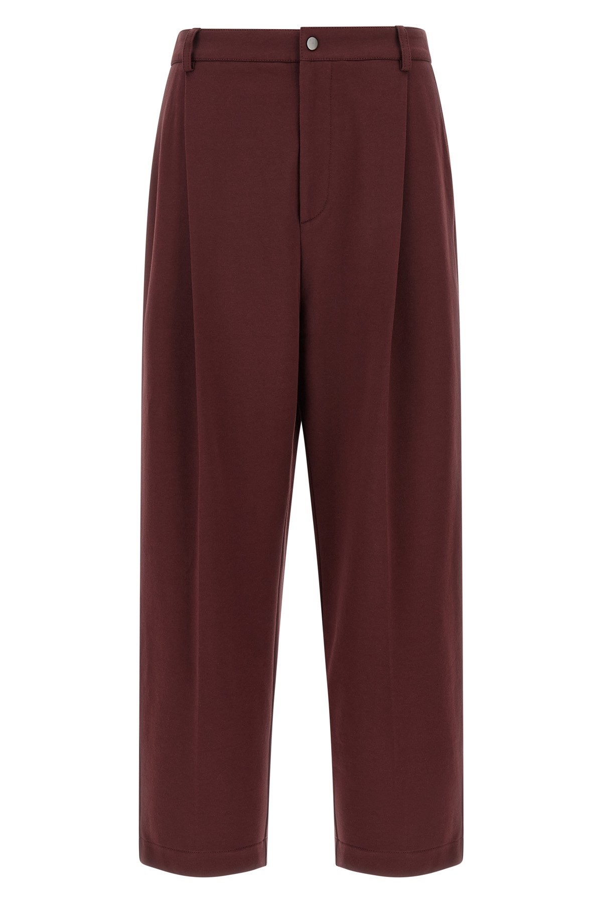 Brunello Cucinelli Cropped Trousers With Elastic Waistband And Pockets In Brown